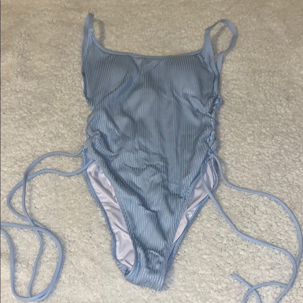 baby blue one piece swimsuit